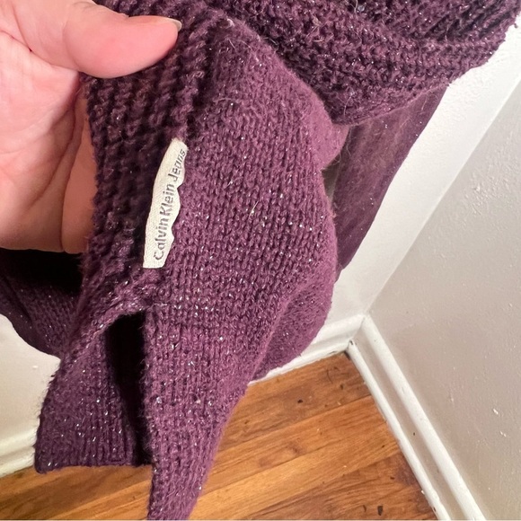 Calvin Klein Jeans Scoop Neck Sweater Purple Metallic L - Picture 4 of 9